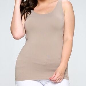 Plus Yelete Light Mocha  V or U Neckline Reversible Seamless Tank